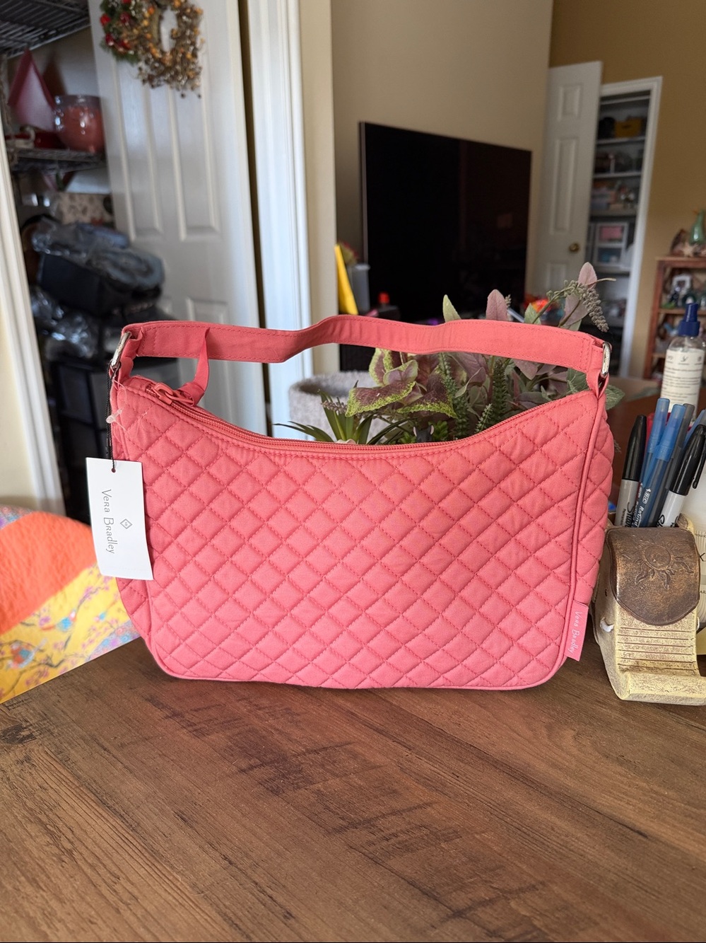 Vera Bradley Frannie Crescent Crossbody In Terra Cotta Rose - NWT